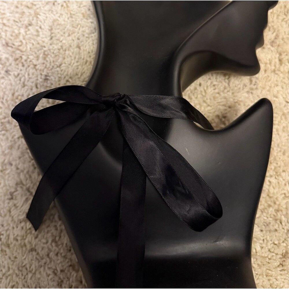 Statement Black Ribbon Tie Bib Collar Choker Clear Crystal Cluster - Picture 2 of 3